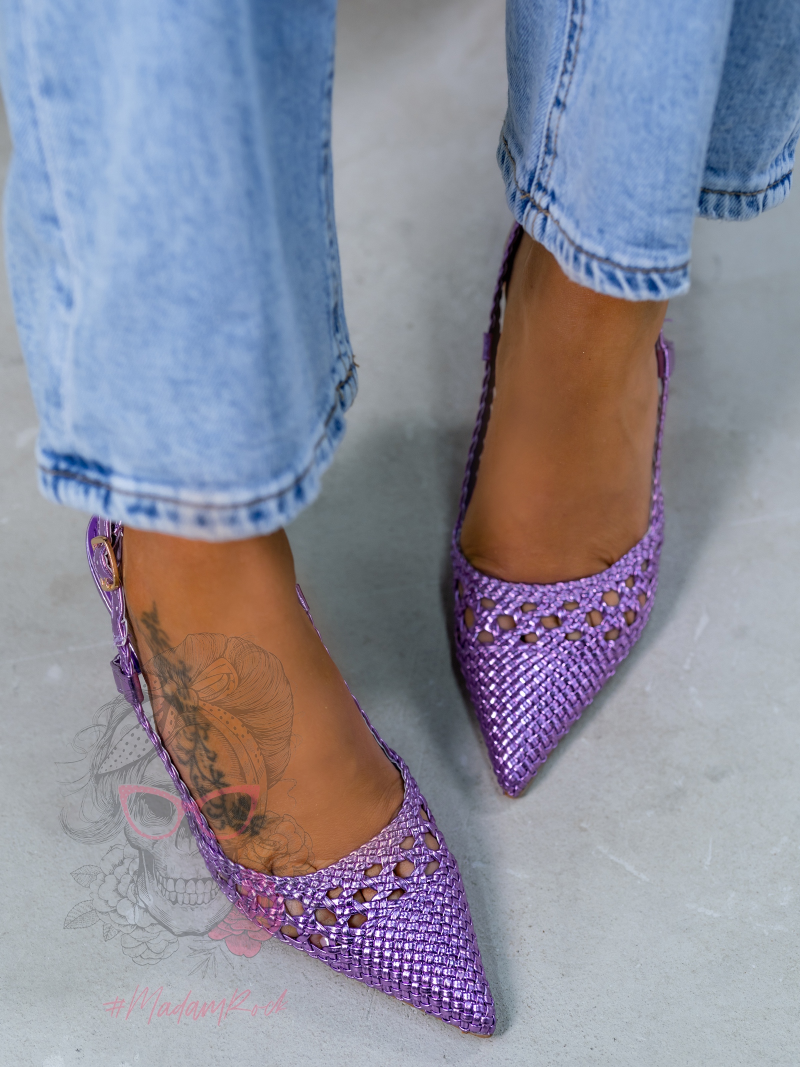 Czółenka plecione Madam Solin fioletowe