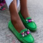 Mokasyny zamszowe Madam Nekos zielone