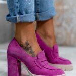 Mokasyny na słupku Madam Gombi fuksja