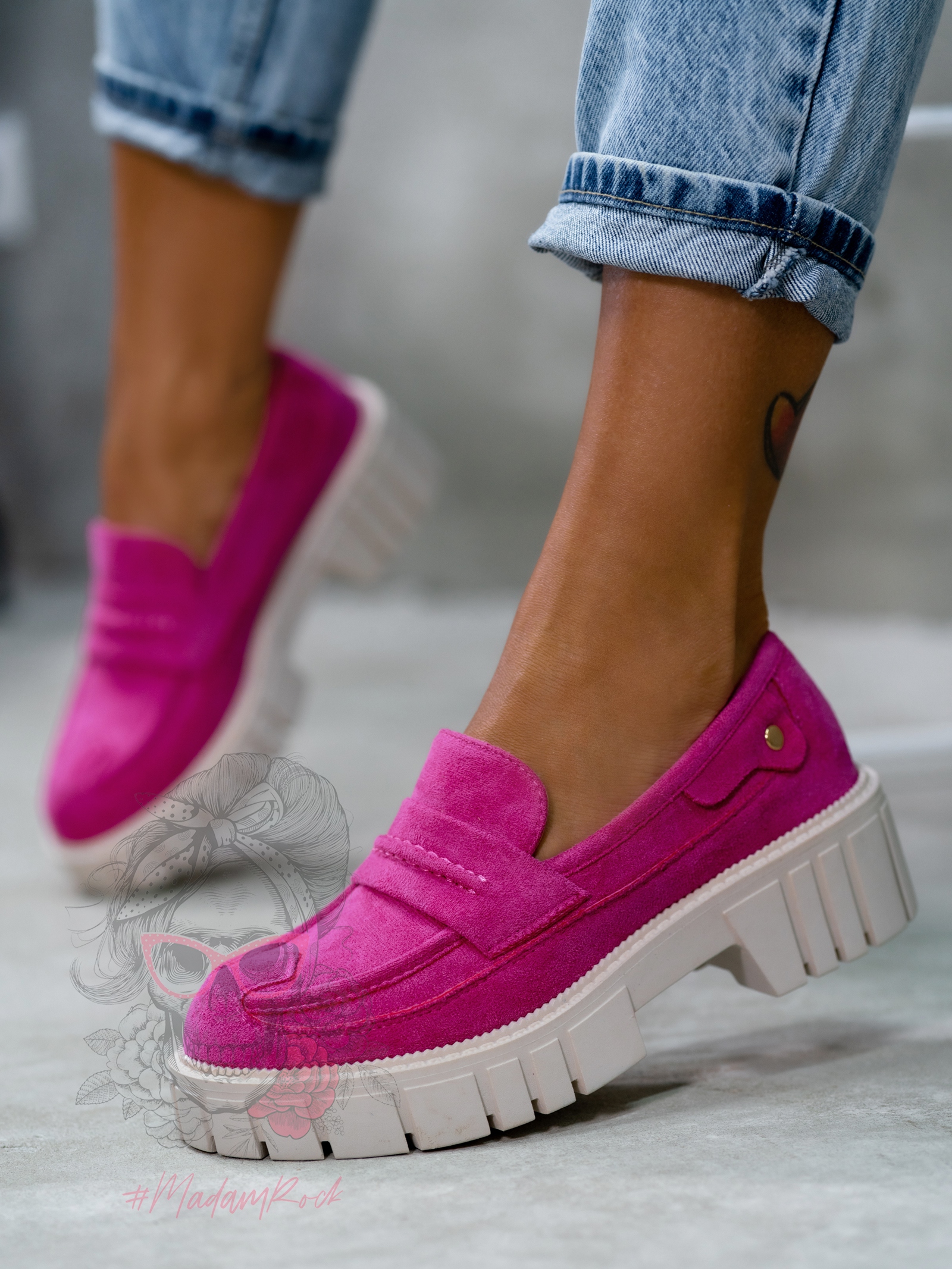 Mokasyny zamszowe Madam Fekes fuksja