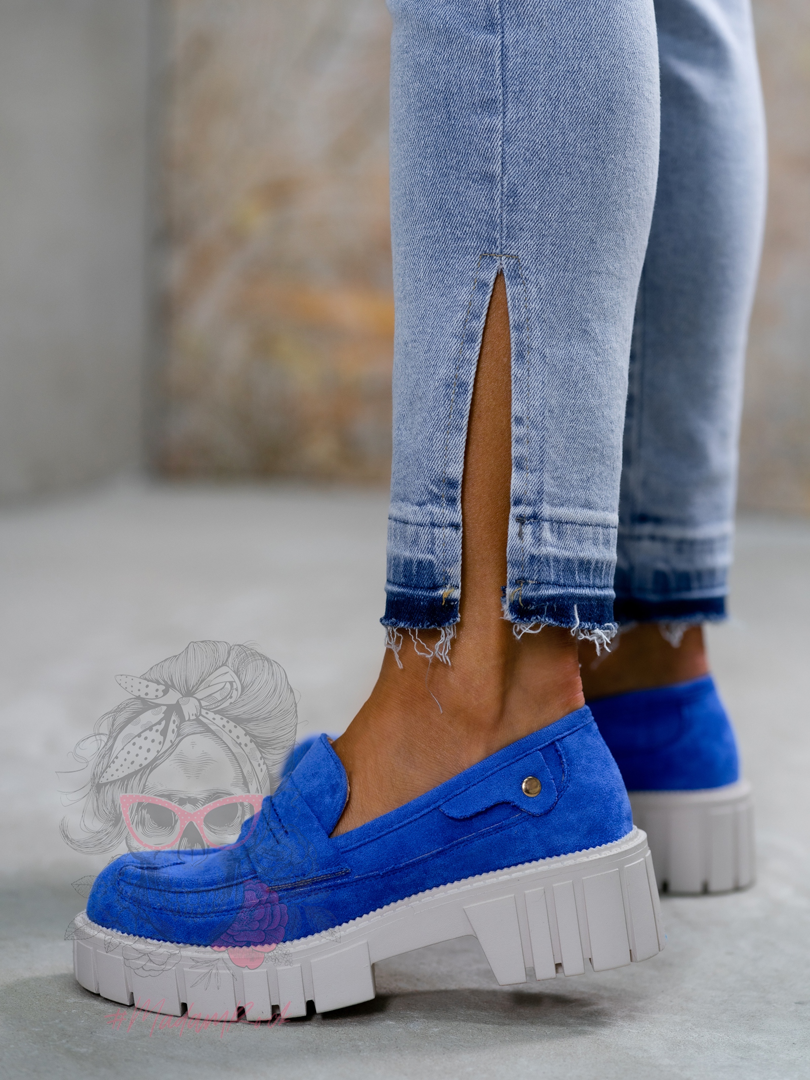 Mokasyny zamszowe Madam Fekes chabrowe