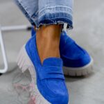 Mokasyny zamszowe Madam Fekes chabrowe