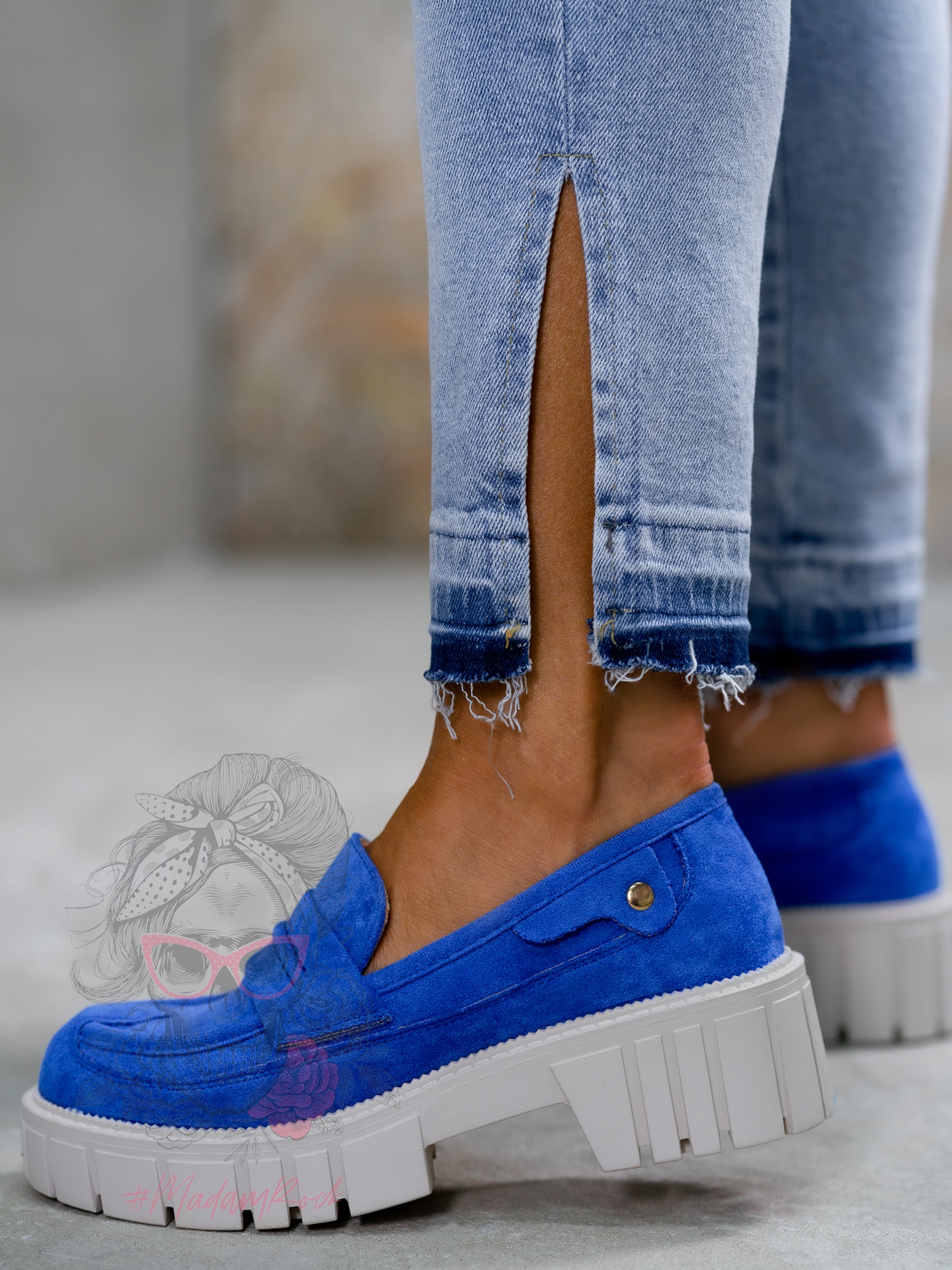 Mokasyny zamszowe Madam Fekes chabrowe