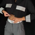 Koszula krótka z cyrkoniami Lova czarna