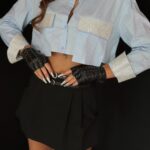 Koszula krótka z cyrkoniami Lova błękitna