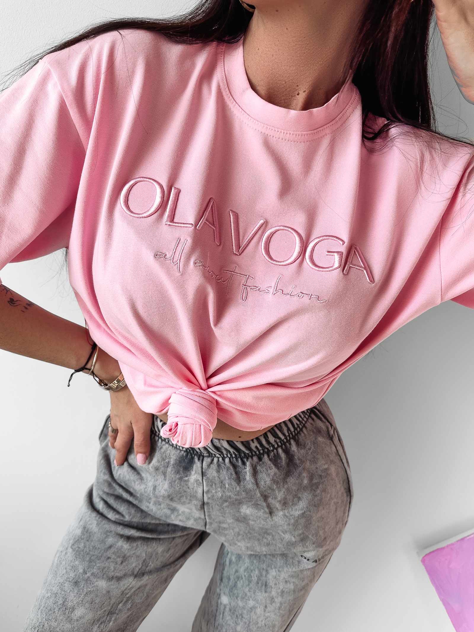 T-shirt klasyczny Asher Ola Voga różowy