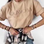 T-shirt klasyczny Asher Ola Voga beżowy