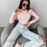 Bluzka dopasowana Vince Ola Voga pudrowa