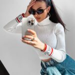 Golf prążkowany Neve Ola Voga ecru