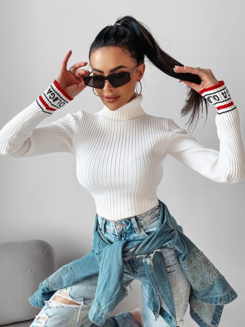 Golf prążkowany Neve Ola Voga ecru