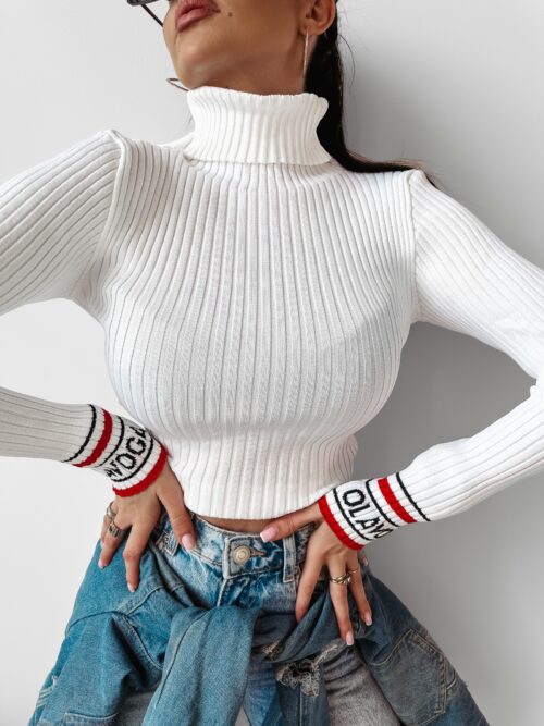 Golf prążkowany Neve Ola Voga ecru