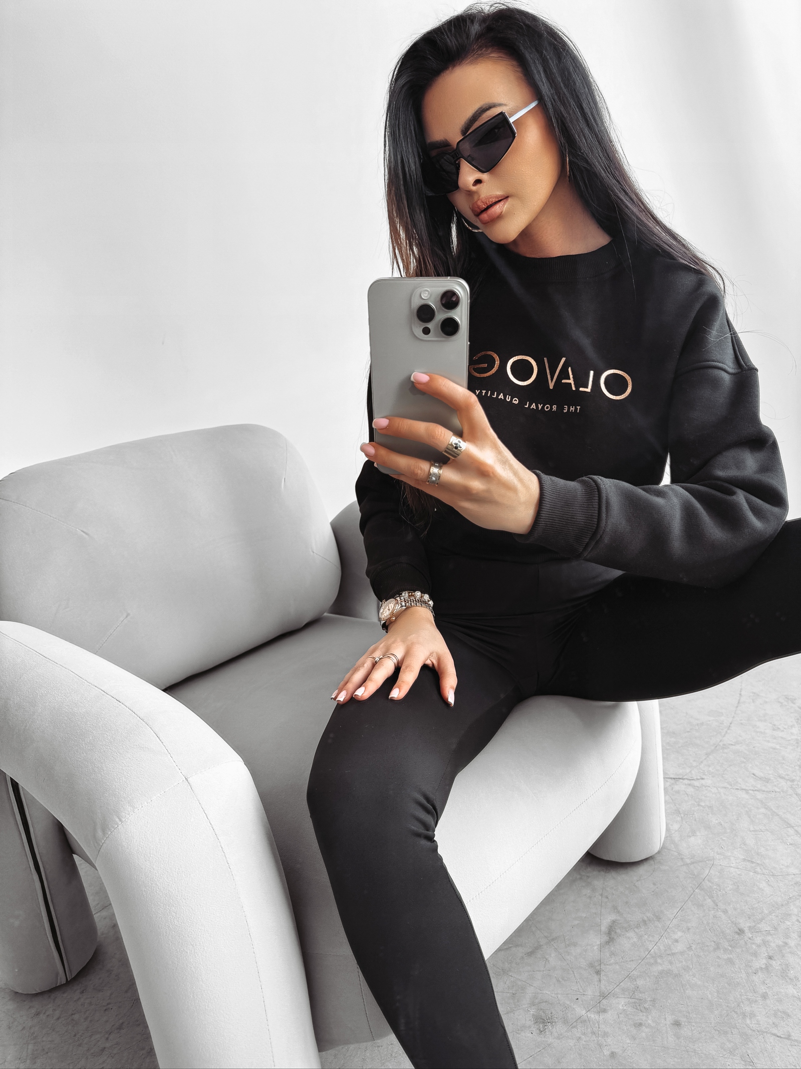 Bluza dzianinowa Colar Ola Voga czarna