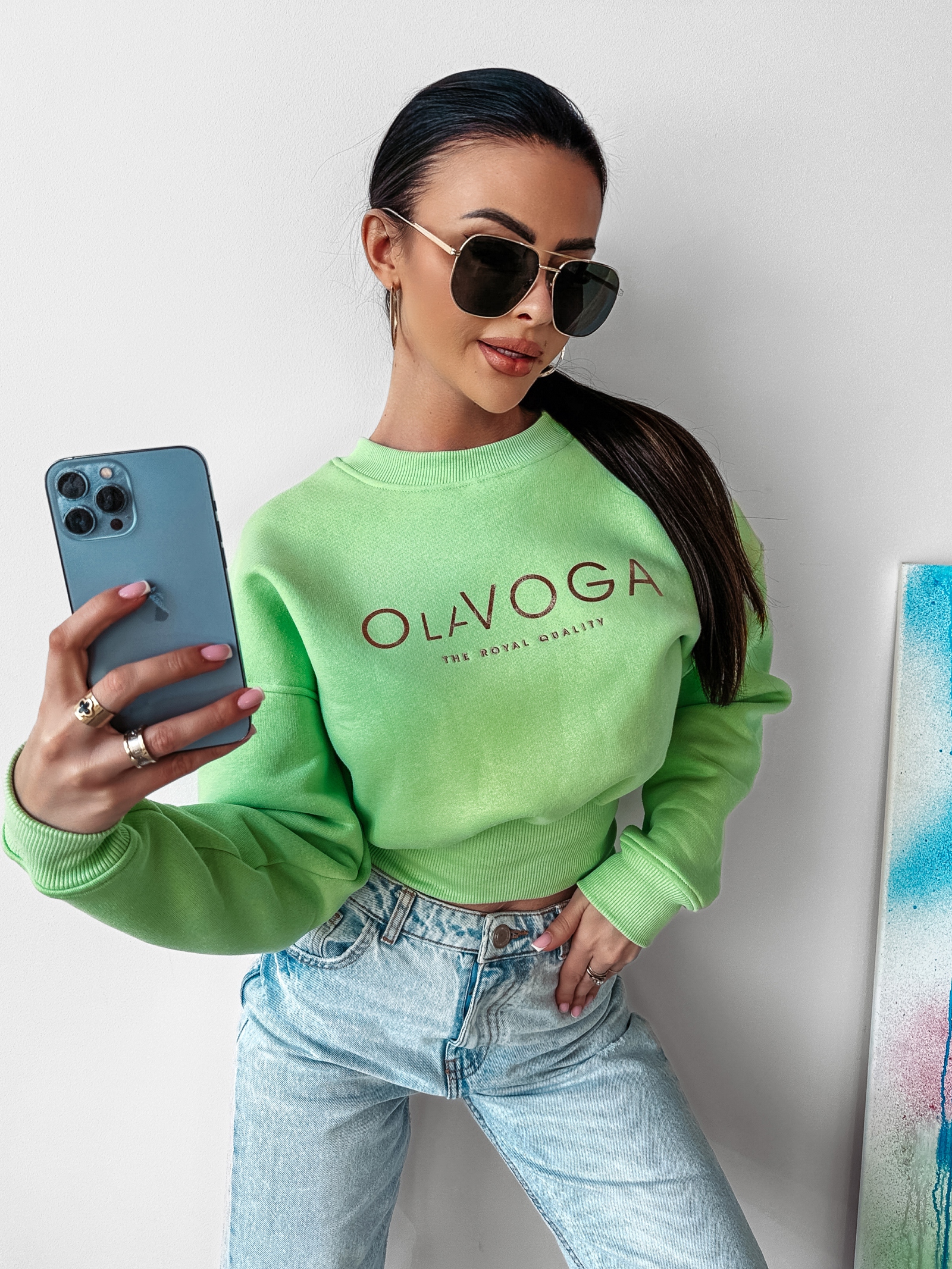 Bluza dzianinowa Colar Ola Voga pistacja