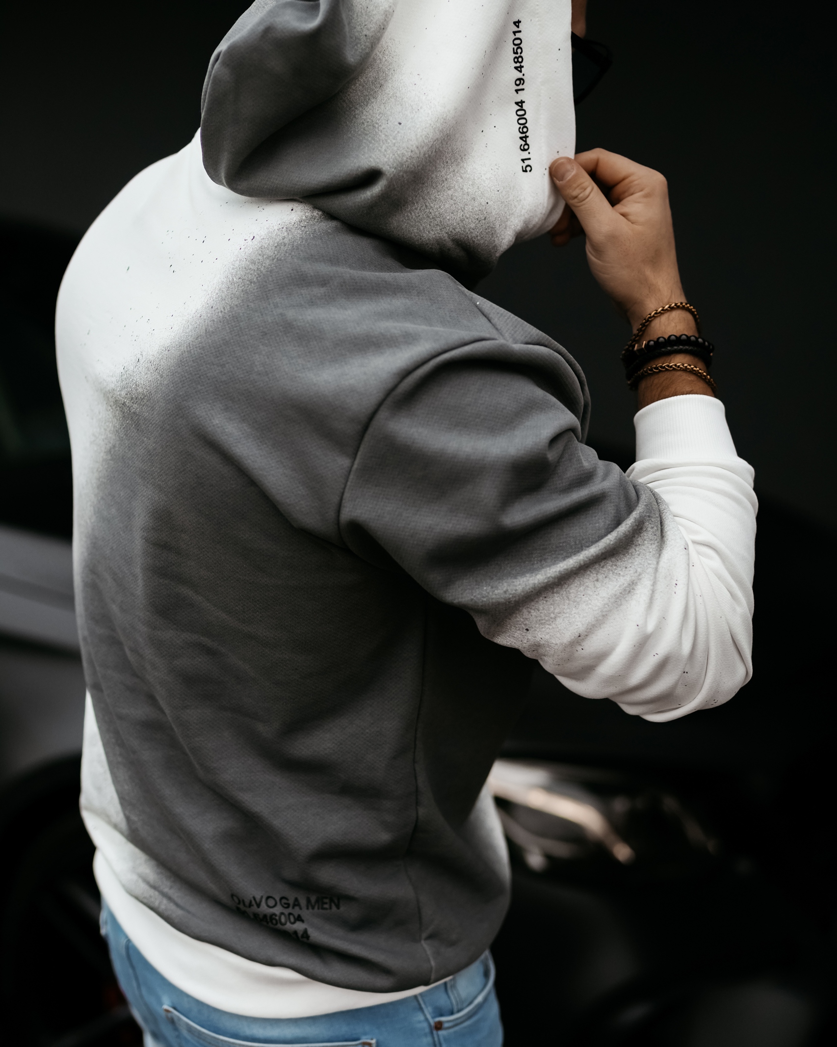 Bluza męska kangurka SPLASH OLAVOGA ecru Bluza męska kangurka SPLASH OLAVOGA ecru