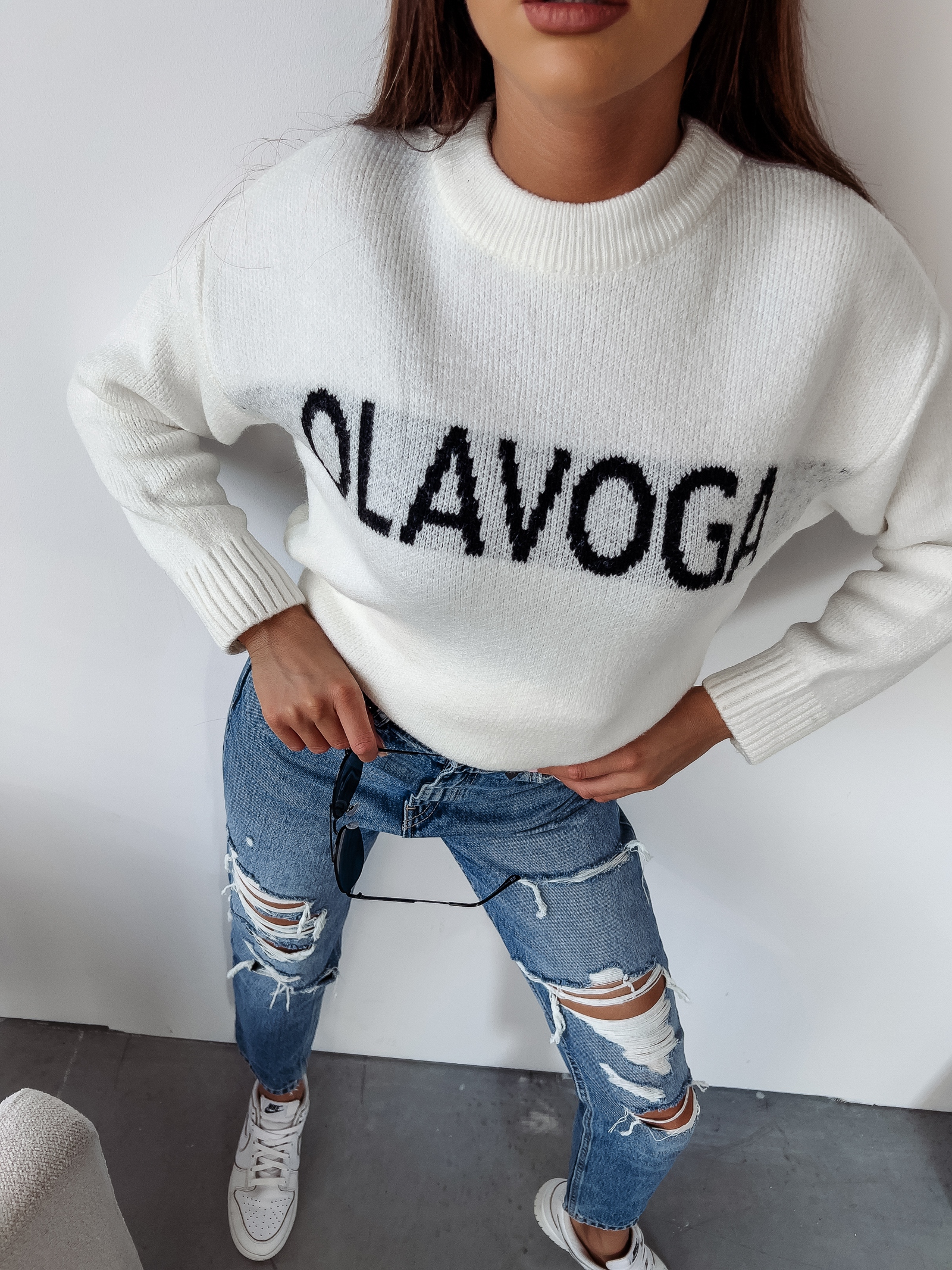 Sweter oversize Coffee Ola Voga ecru