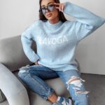 Sweter oversize Coffee Ola Voga błękitny