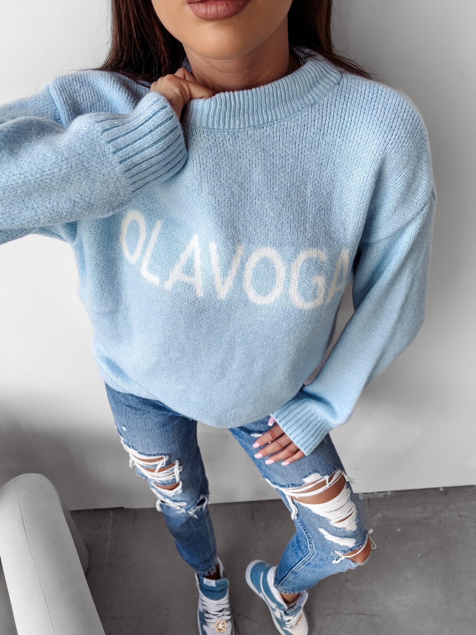 Sweter oversize Coffee Ola Voga błękitny