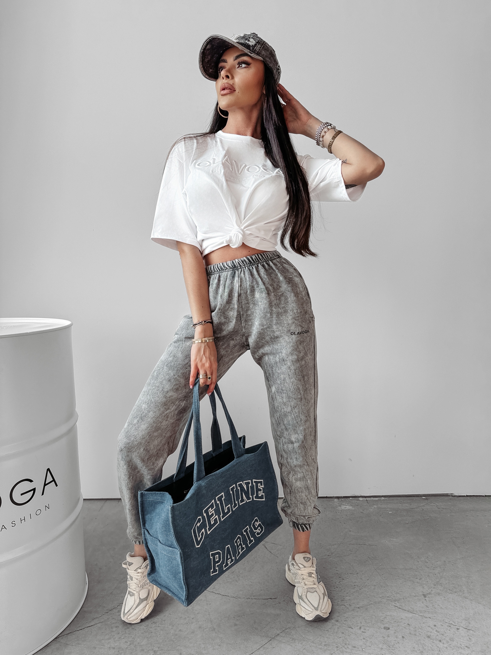 Spodnie jogger dekatyzowane Jervi Ola Voga szare