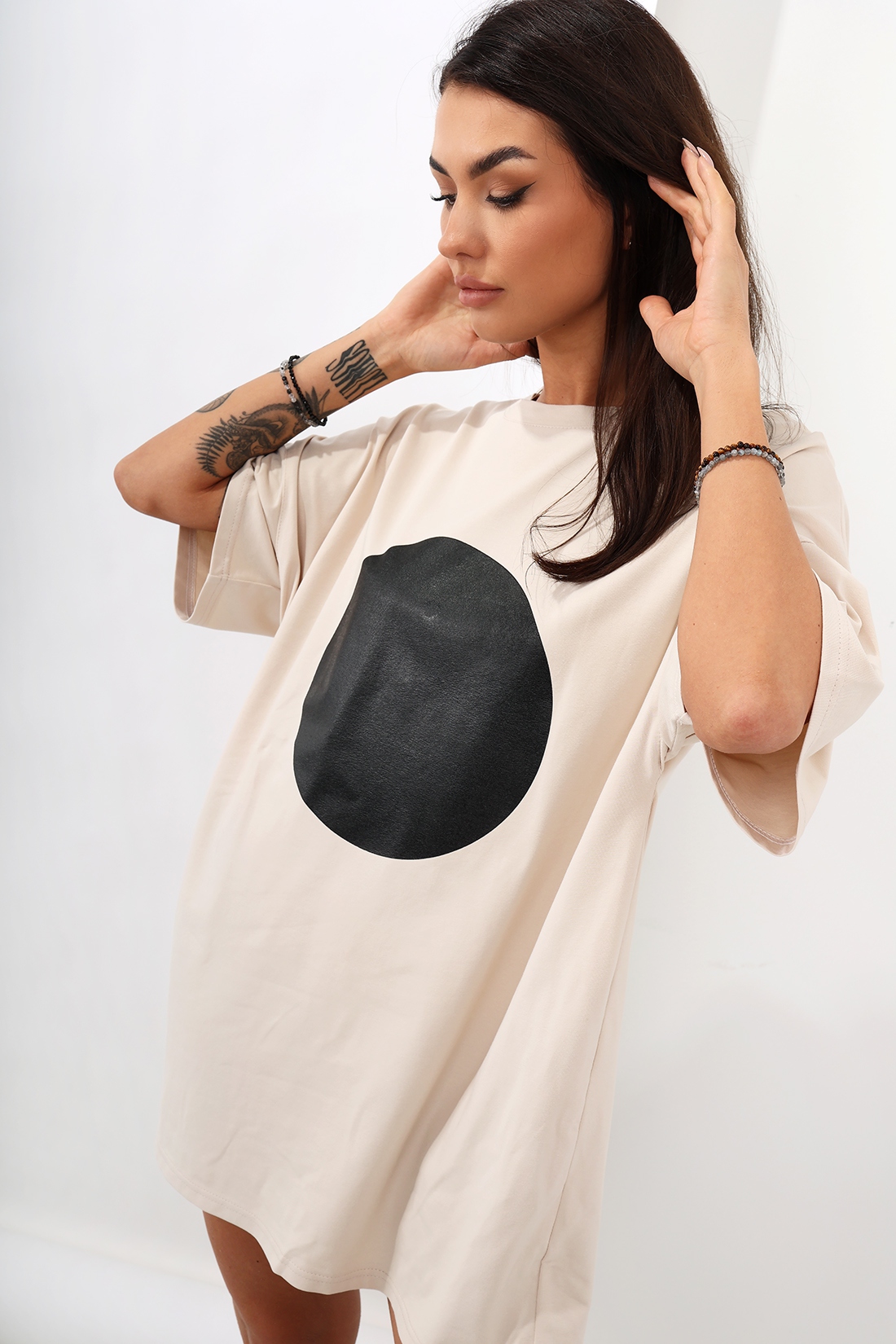 T-shirt oversize MC DOT beżowy