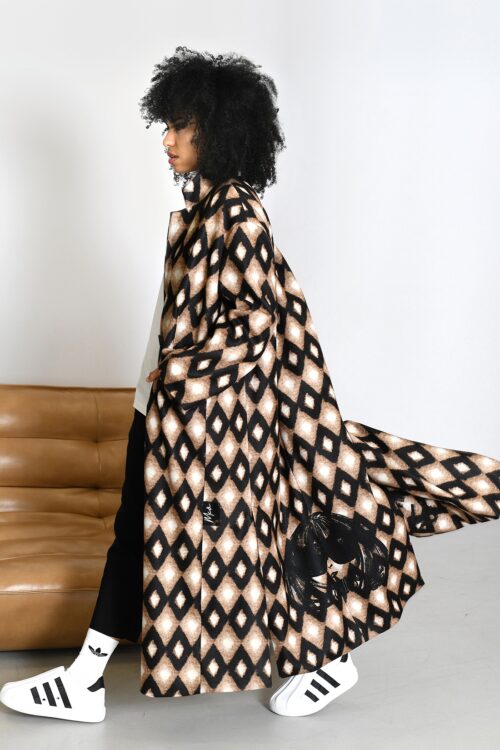 Płaszcz oversize MC ROMB czarno-beżowy