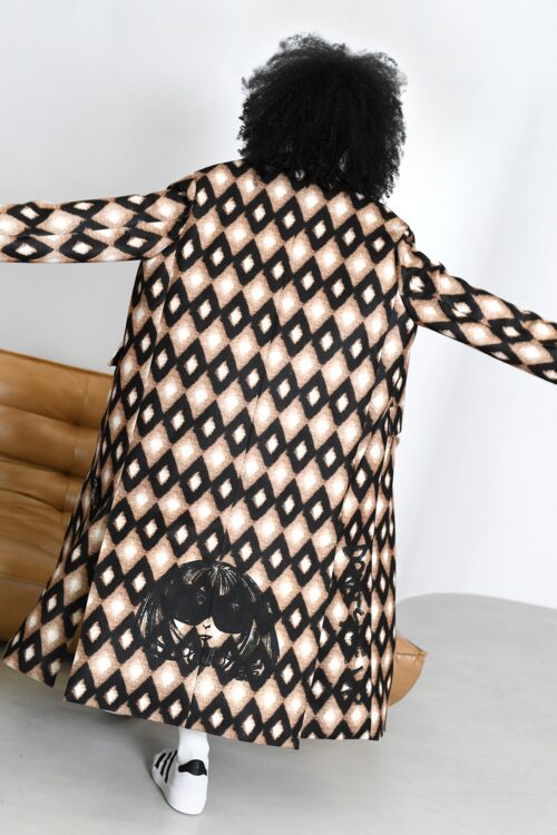 Płaszcz oversize MC ROMB czarno-beżowy