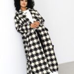 Płaszcz oversize MC ROMB w pepitkę czarno-biały