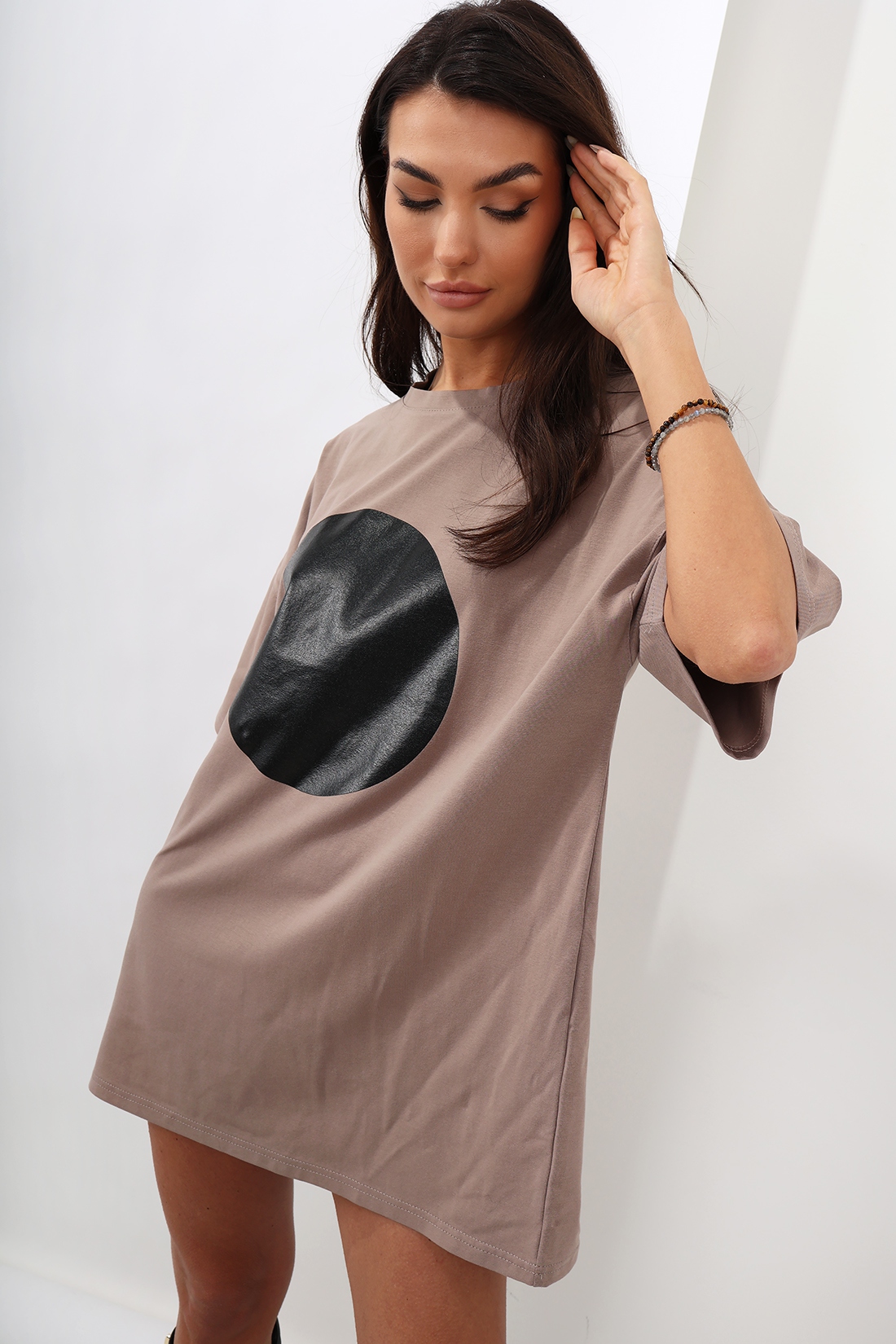 T-shirt oversize MC DOT c.beżowy