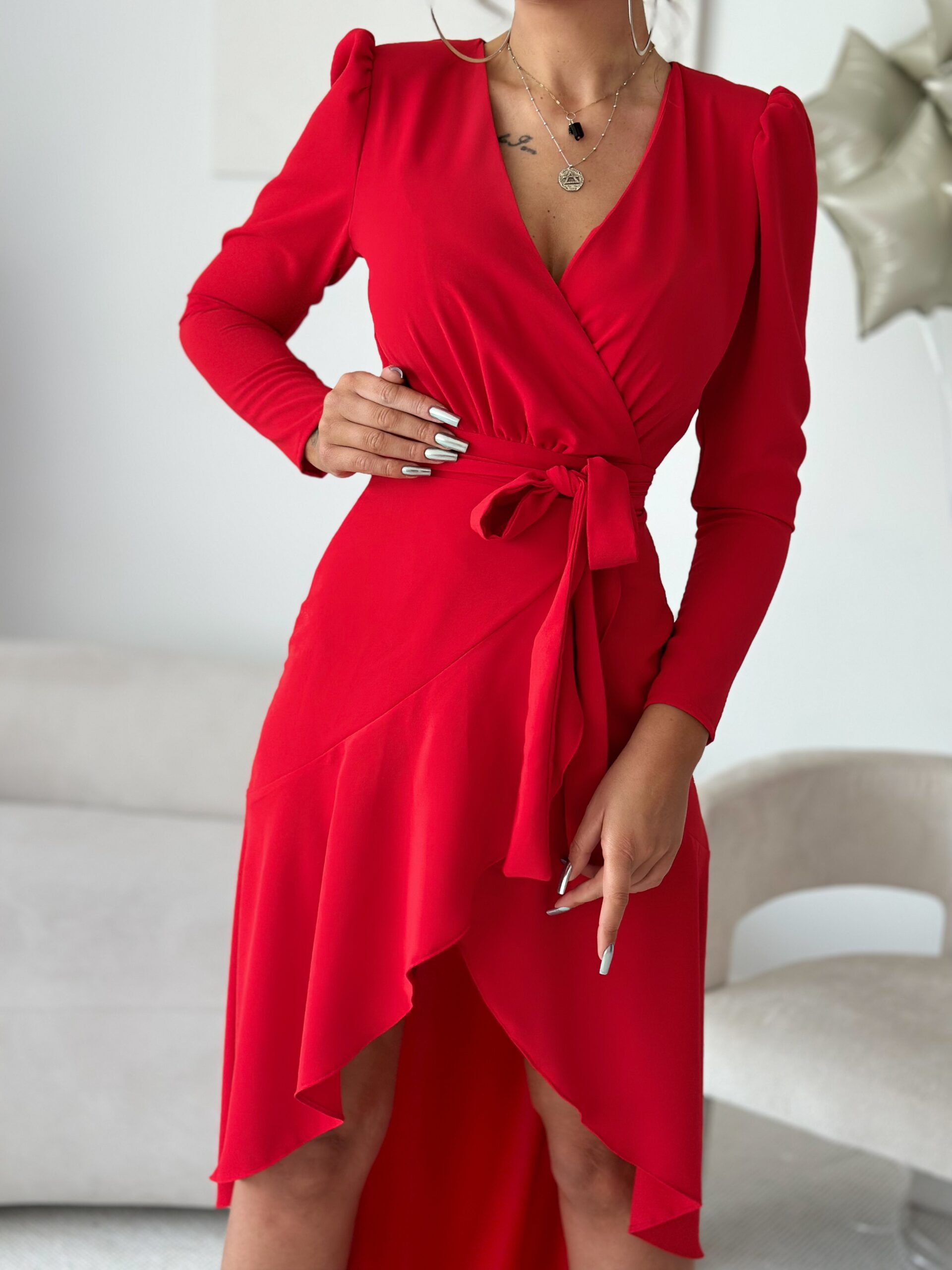 Sukienka podkreślająca talię NB Vabi czerwona