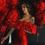 Sukienka satynowa NB Rora czerwona