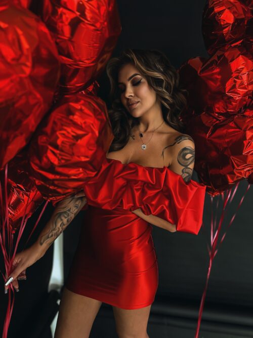 Sukienka satynowa NB Rora czerwona