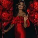 Sukienka satynowa NB Rora czerwona