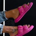 Klapki piankowe z misiami Madam Flobear fuksja