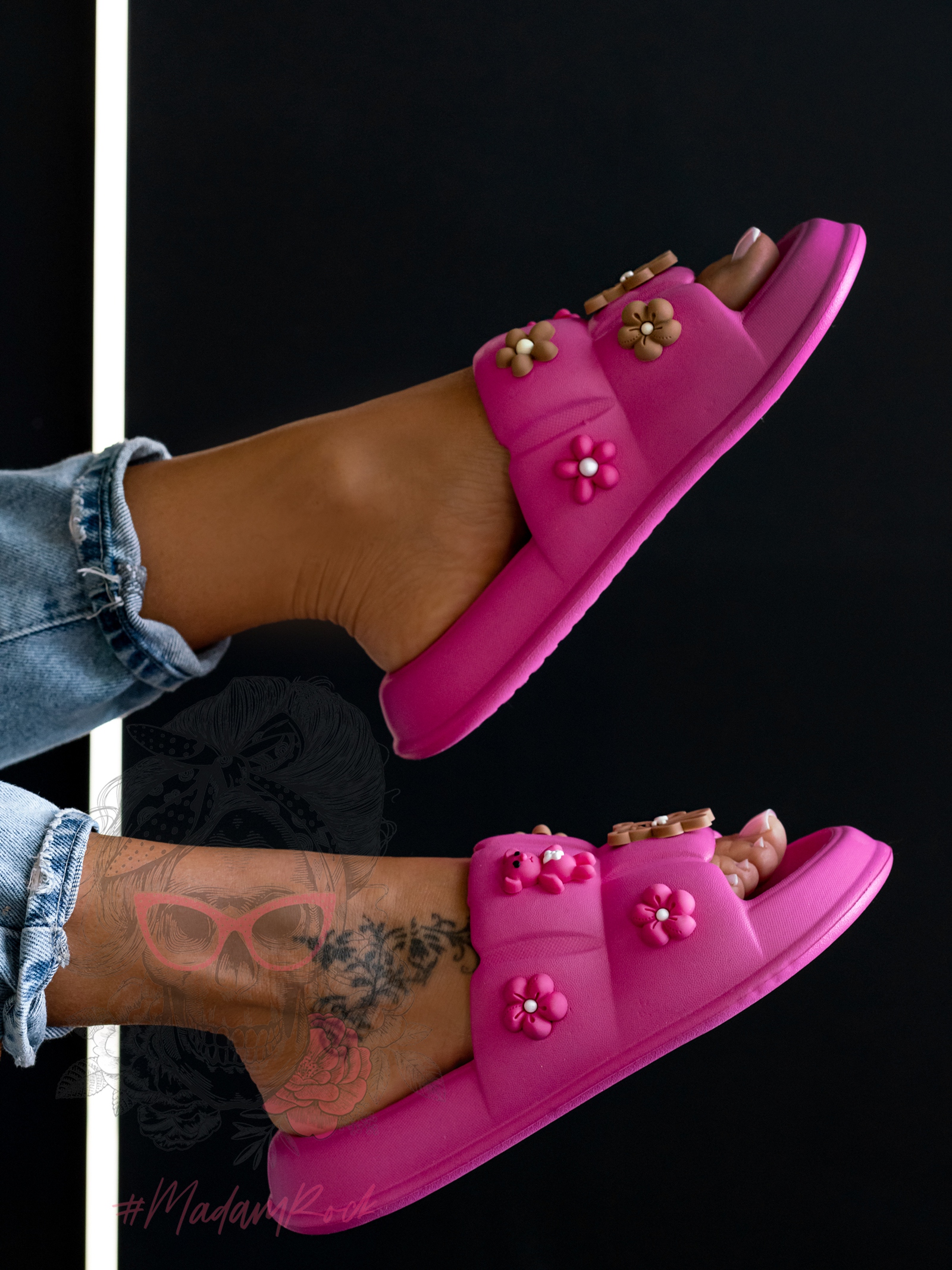 Klapki piankowe z misiami Madam Flobear fuksja Klapki piankowe z misiami Madam Flobear fuksja