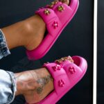 Klapki piankowe z misiami Madam Flobear fuksja