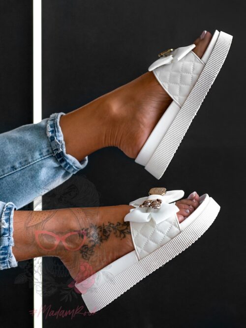 Klapki z misiem Rock Tods II białe