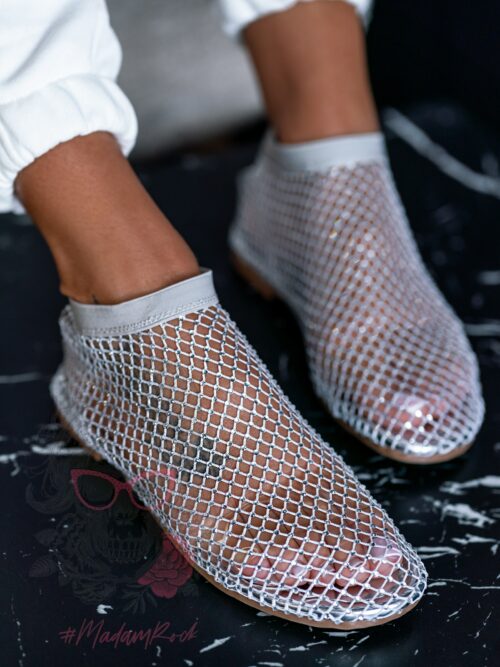Sandałki z siatki Madam Spears srebrne