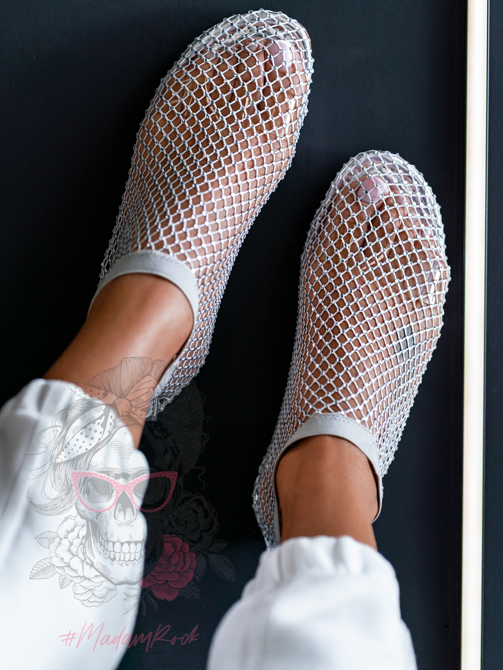 Sandałki z siatki Madam Spears srebrne Sandałki z siatki Madam Spears srebrne