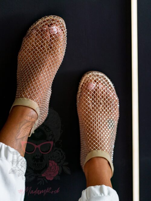 Sandałki z siatki Madam Spears złote