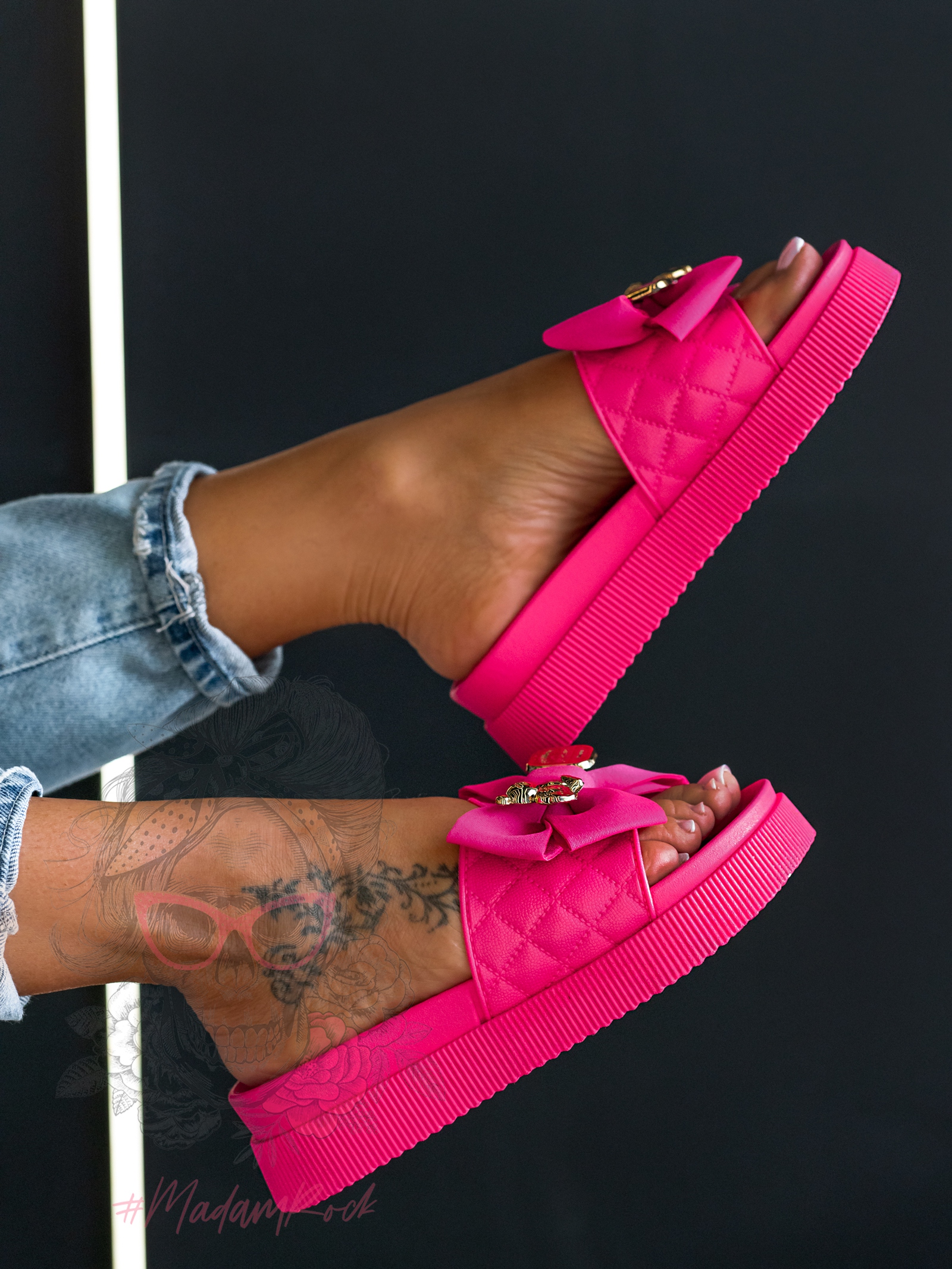 Klapki z misiem Rock Tods II fuksja Klapki z misiem Rock Tods II fuksja