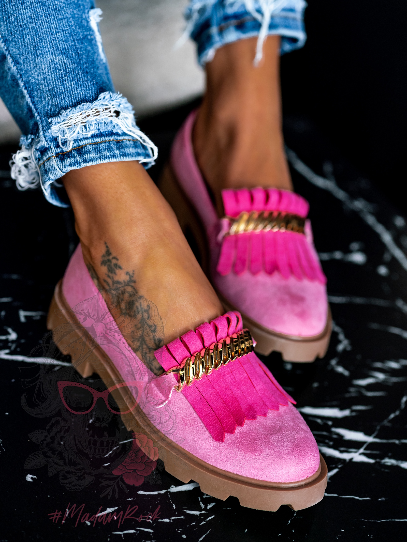 Mokasyny zamszowe Madam Selutto różowe