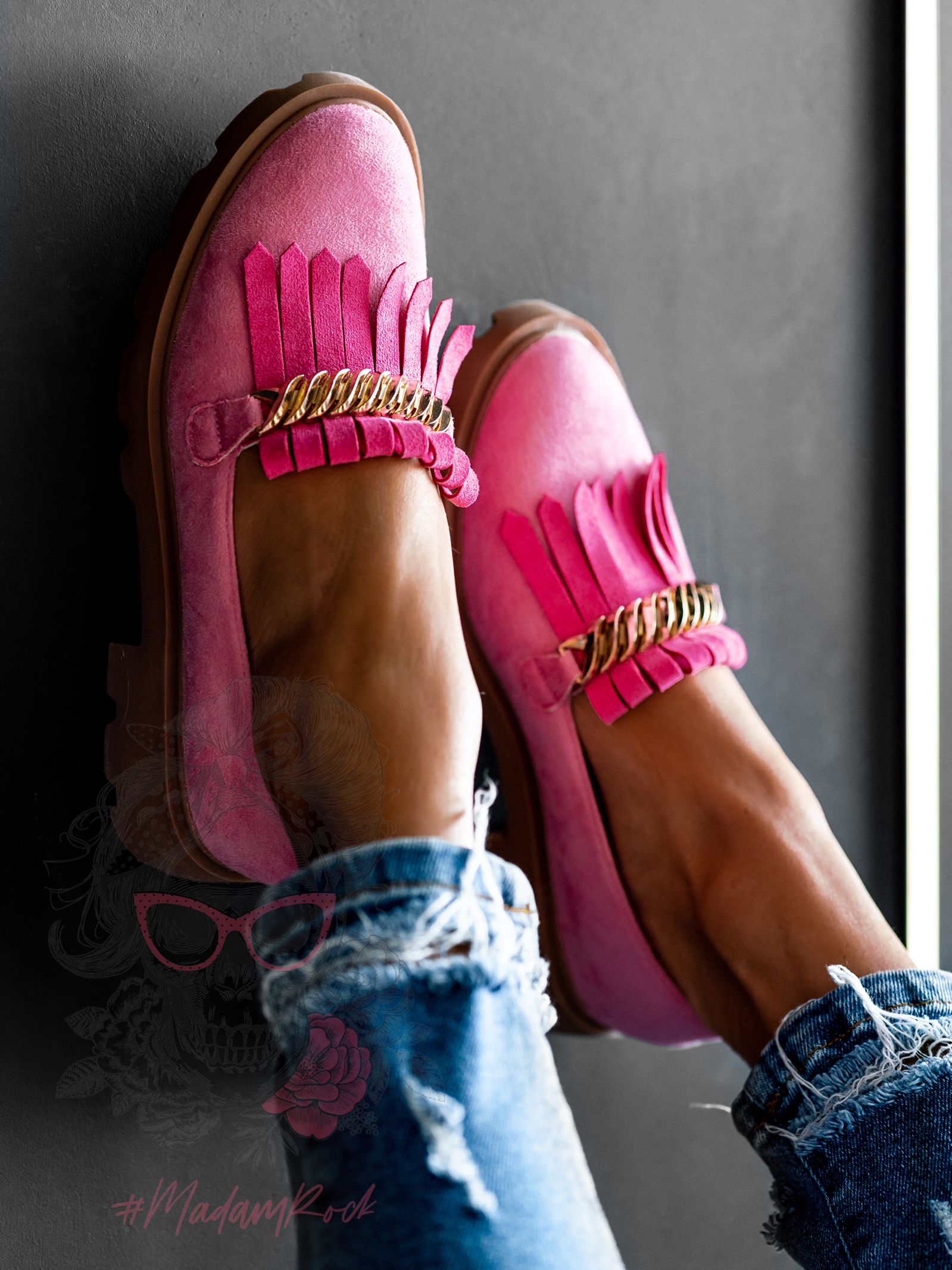 Mokasyny zamszowe Madam Selutto różowe Mokasyny zamszowe Madam Selutto różowe