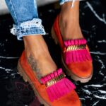 Mokasyny zamszowe Madam Selutto pomarańczowe