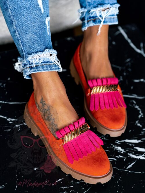 Mokasyny zamszowe Madam Selutto pomarańczowe