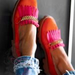 Mokasyny zamszowe Madam Selutto pomarańczowe