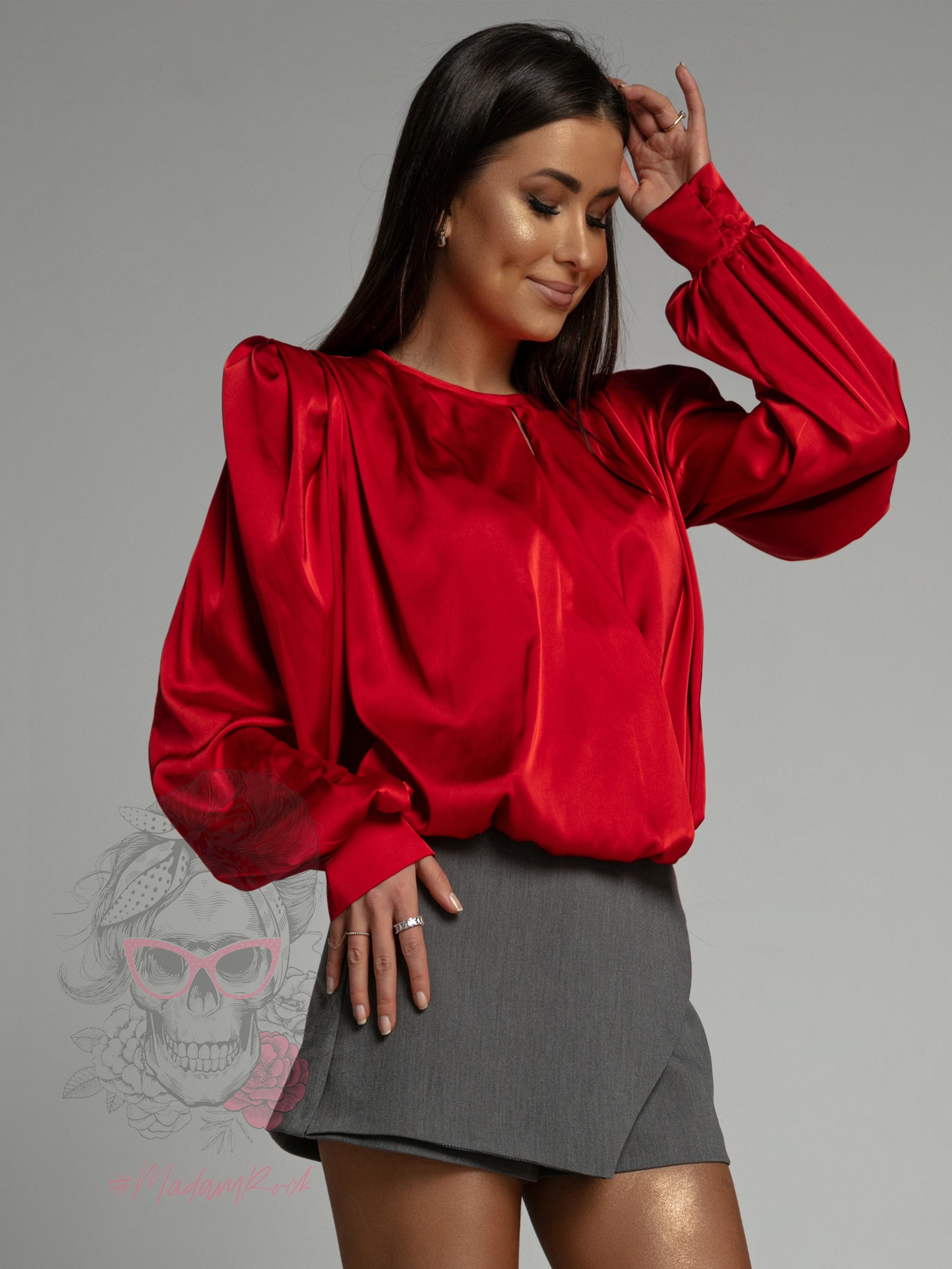 Bluzka satynowa NB Halrem czerwona