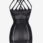 Sukienka siateczkowa z diamencikami czarna