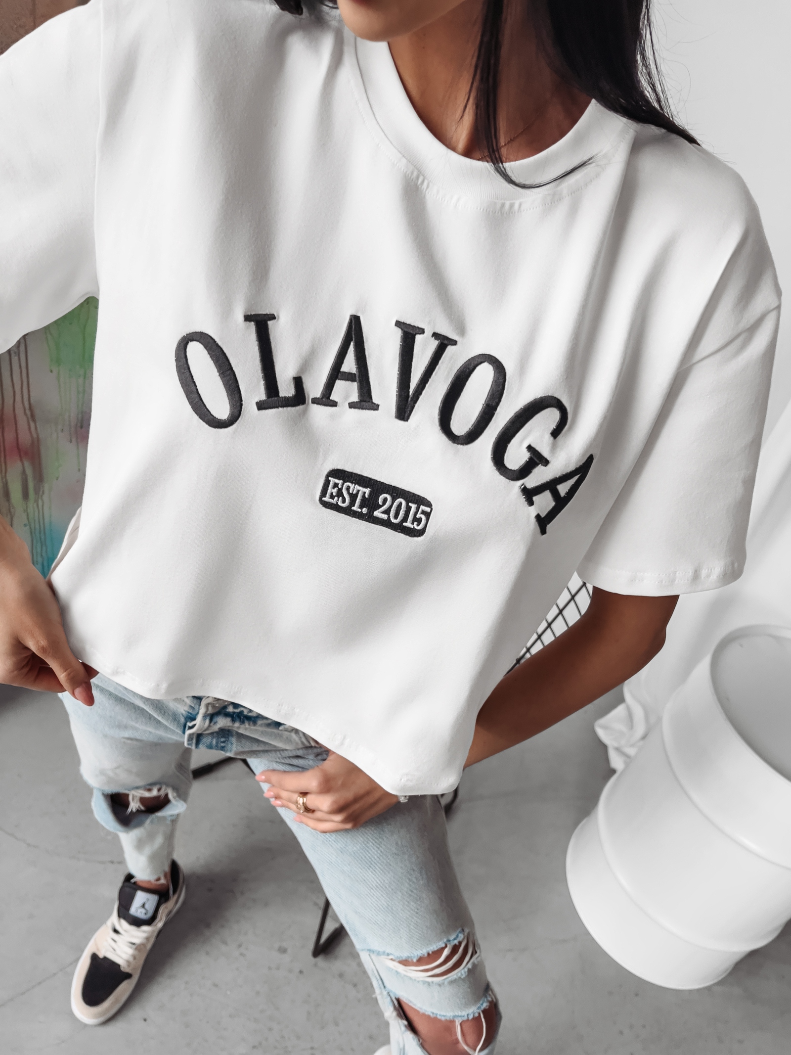 T-shirt oversize klasyczny Issue Ola Voga ecru T-shirt oversize klasyczny Issue Ola Voga ecru