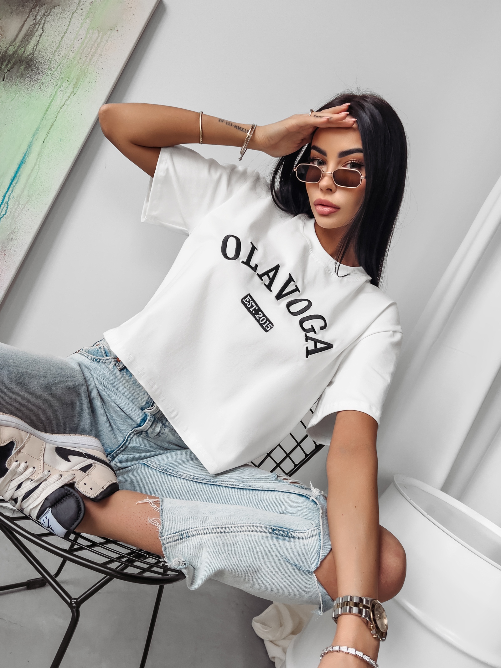 T-shirt oversize klasyczny Issue Ola Voga ecru T-shirt oversize klasyczny Issue Ola Voga ecru