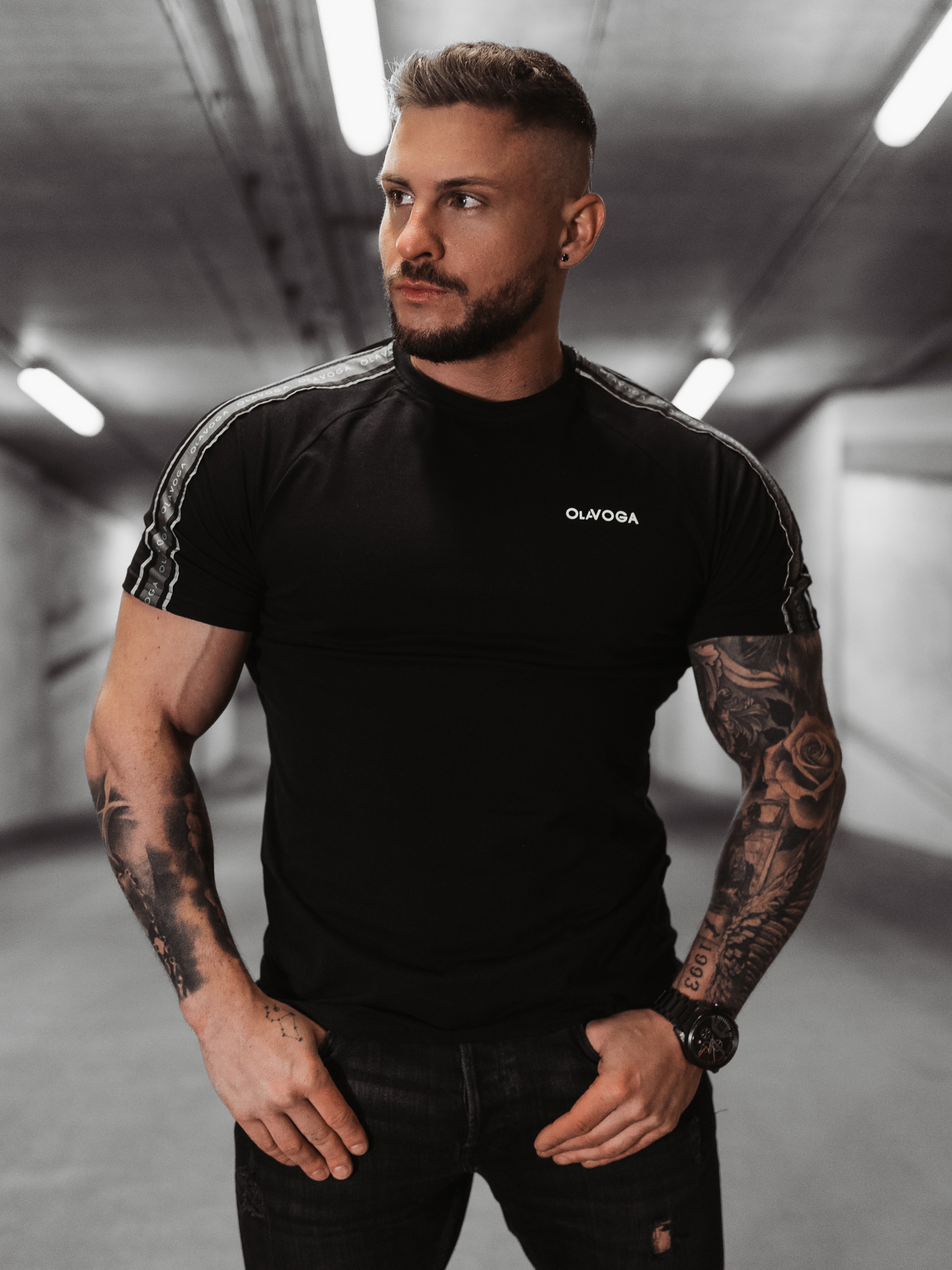 T-shirt męski bawełniany Tape Ola Voga czarny