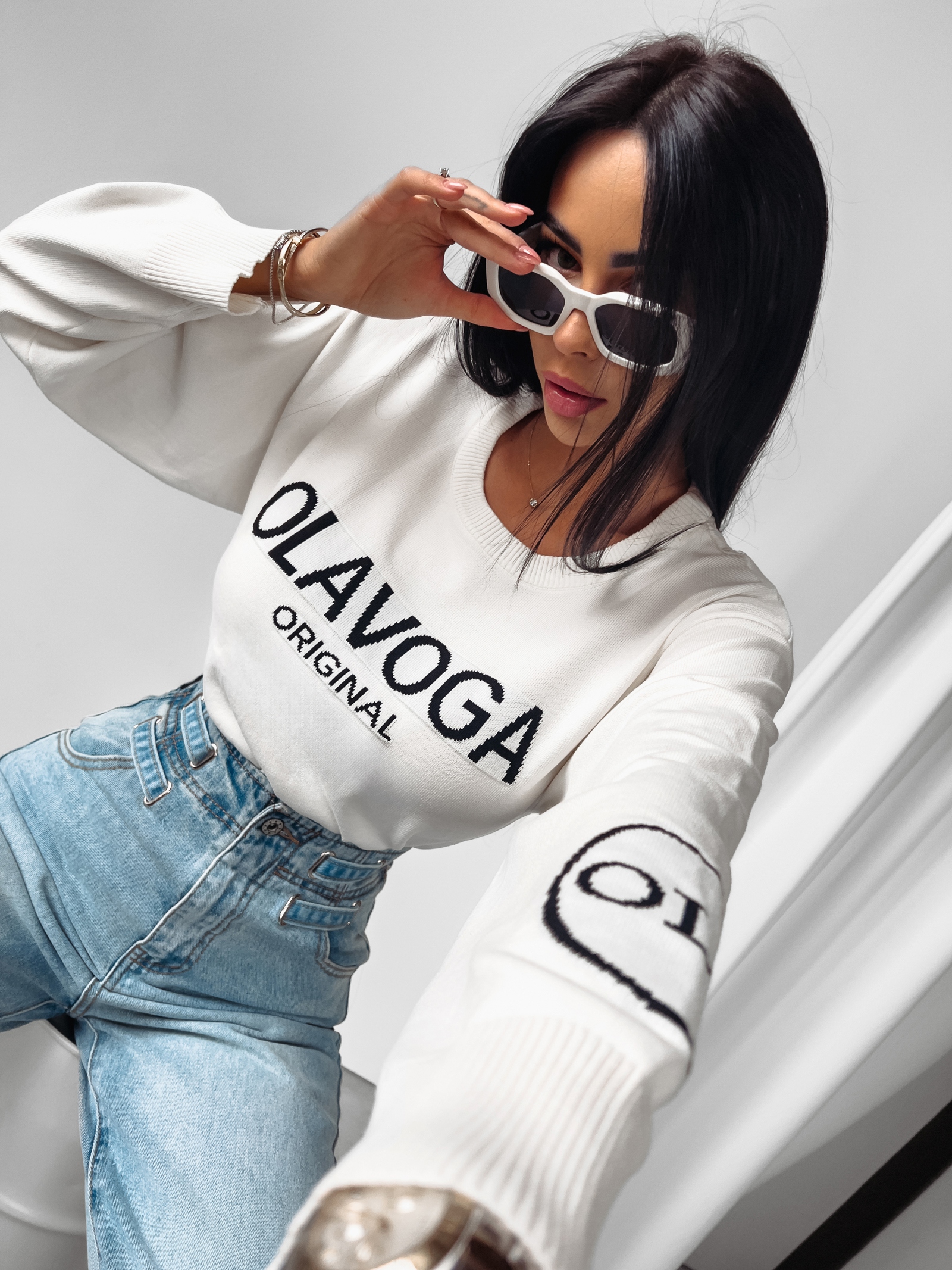 Sweter krótki Kasumi Ola Voga ecru